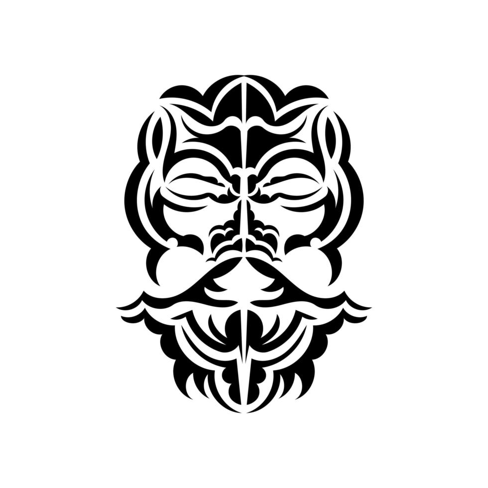 schwarz-weiße Tiki-Maske. traditionelles dekormuster aus polynesien und hawaii. isoliert. Tattoo-Skizze. Vektor-Illustration. vektor