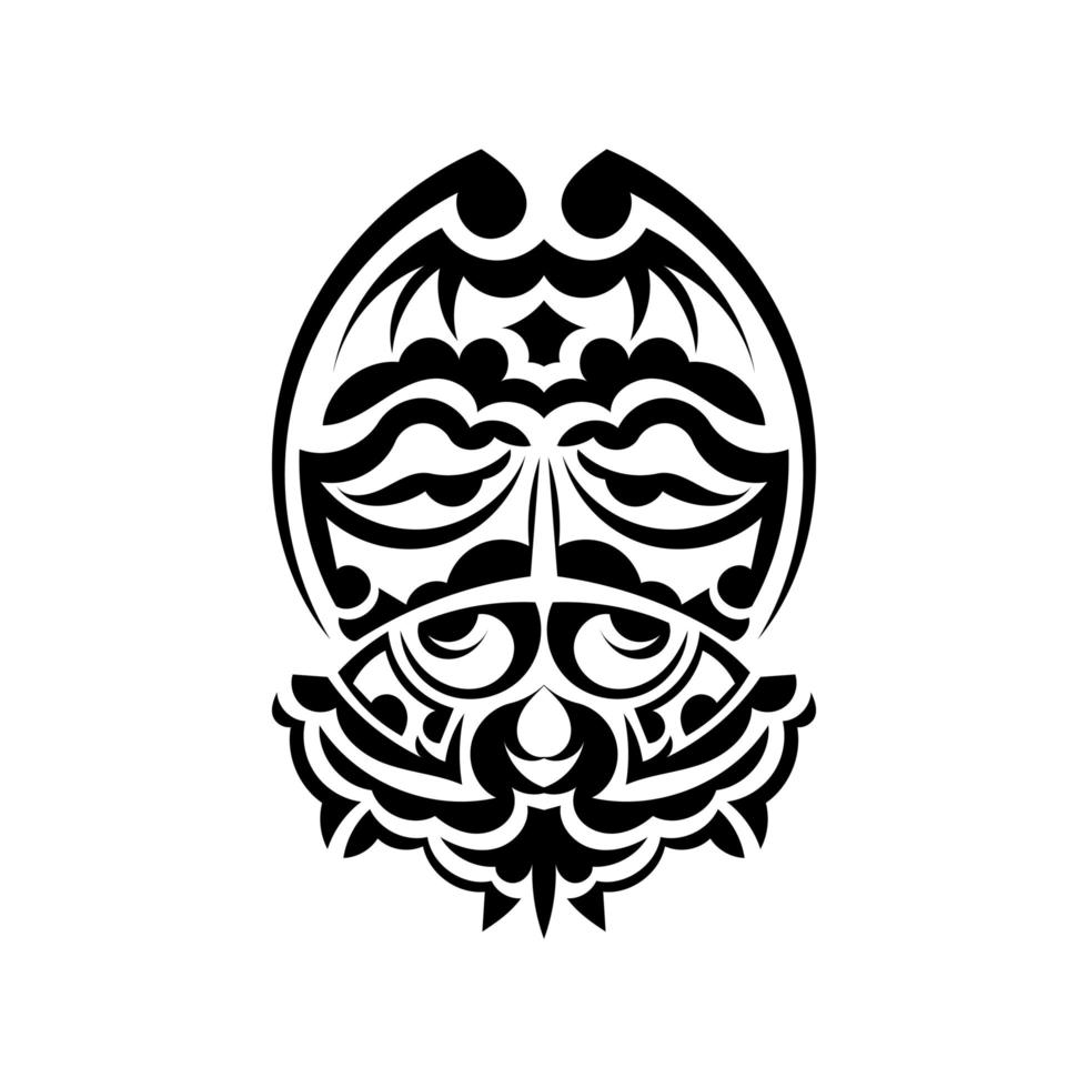 Samurai-Maske. traditionelles Totemsymbol. Schwarzes Tattoo im Maori-Stil. isoliert. hand gezeichnete vektorillustration. vektor