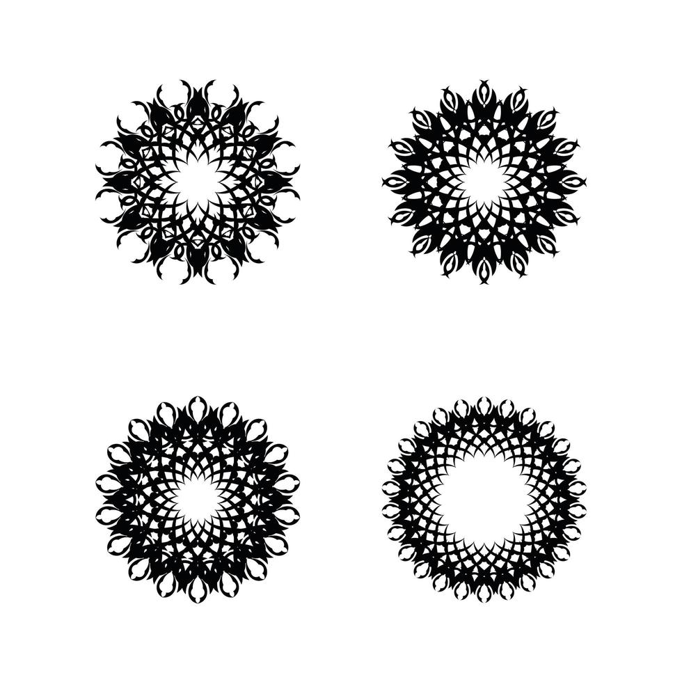 Reihe von Mandala-Ornamenten isoliert auf weißem Hintergrund. Vektor. vektor