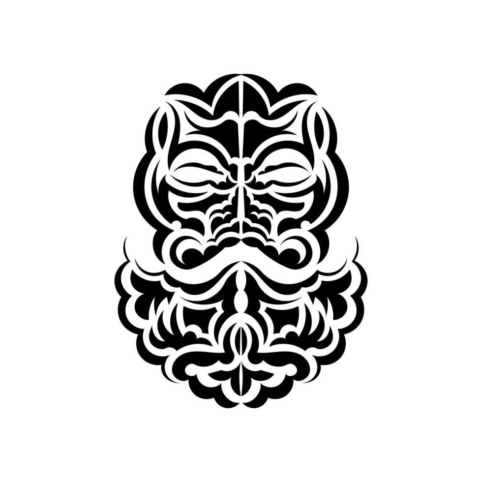 tiki mask design. traditionellt dekormönster från polynesien och hawaii. isolerat. redo tatuering mall. vektor illustration.