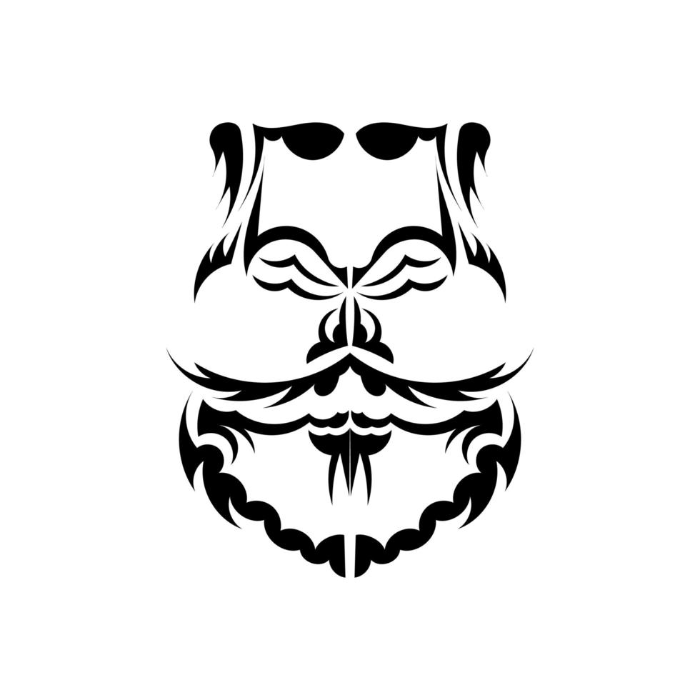 Maori-Maske. erschreckende masken im lokalen ornament polynesiens. isoliert auf weißem Hintergrund. fertige Tattoo-Vorlage. Vektor. vektor