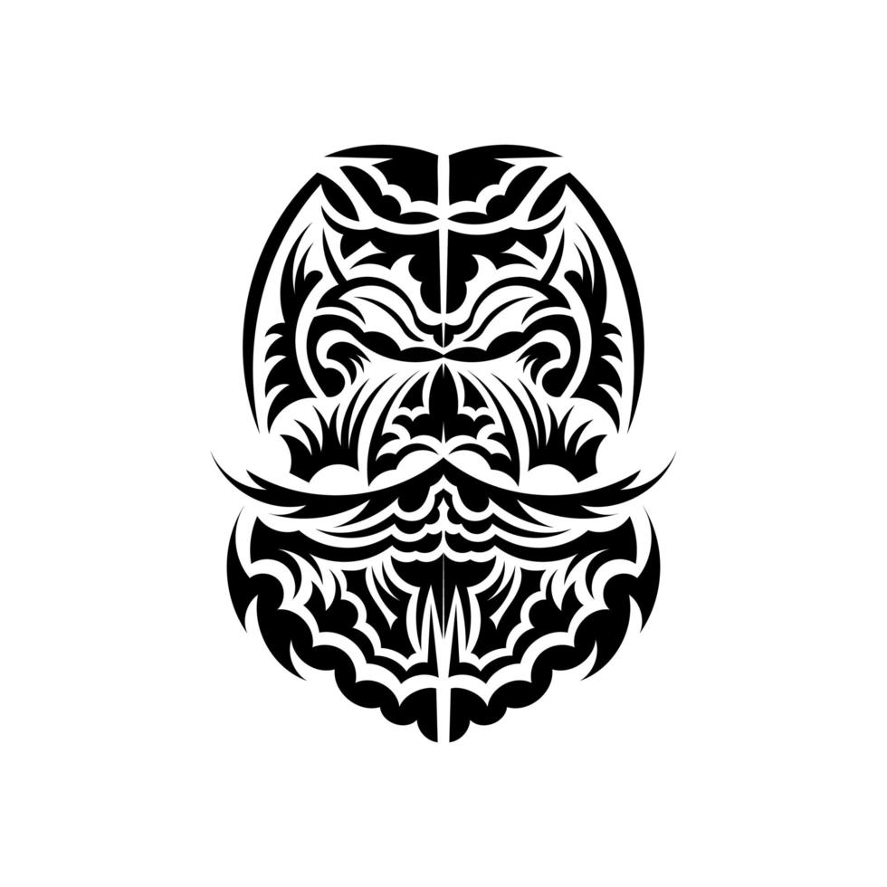 maori mask. infödda polynesier och hawaiians tiki illustration i svart och vitt. isolerat. platt stil. vektor. vektor
