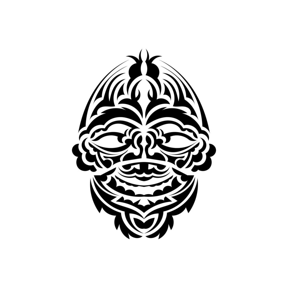 stammask. monokroma etniska mönster. svart tatuering i samoansk stil. svart och vit färg, platt stil. handritad vektorillustration. vektor