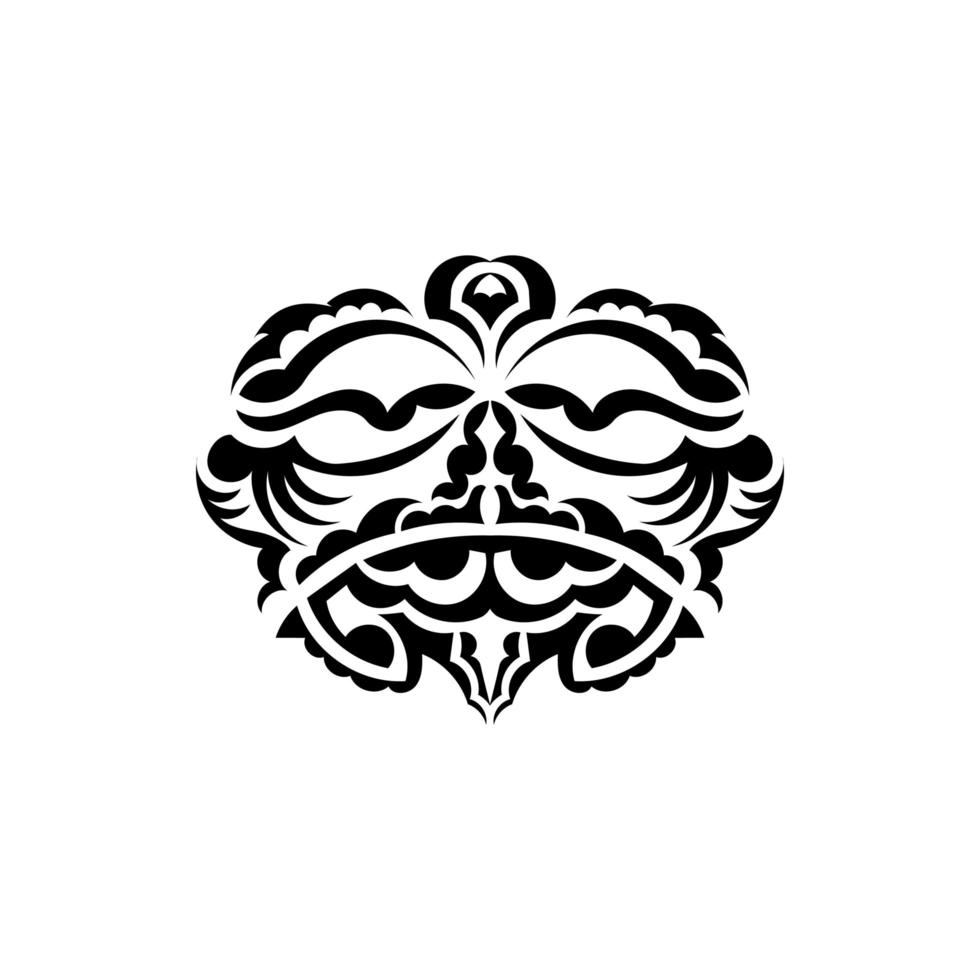 samuraj mask. traditionell totem symbol. svart tatuering i stil med de gamla stammarna. isolerad på vit bakgrund. vektor illustration.