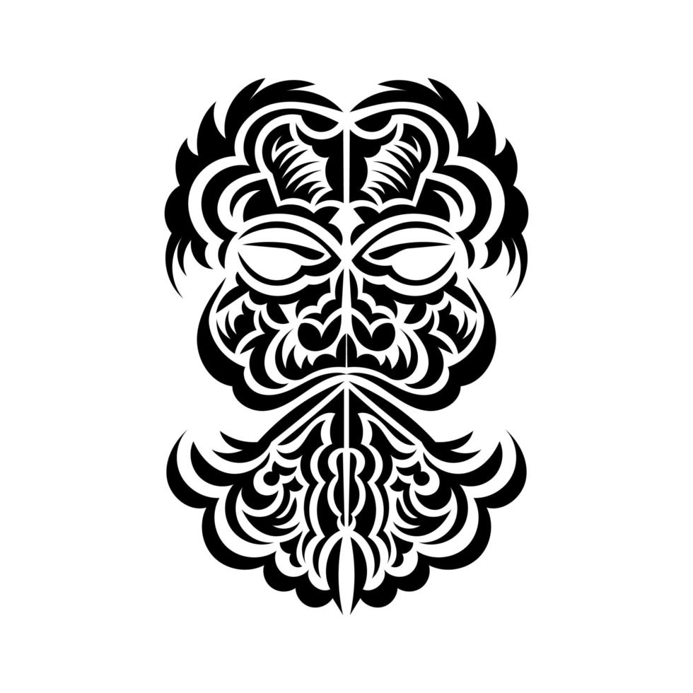 Tiki-Masken-Design. traditionelles dekormuster aus polynesien und hawaii. isoliert. Tattoo-Skizze. Vektor. vektor