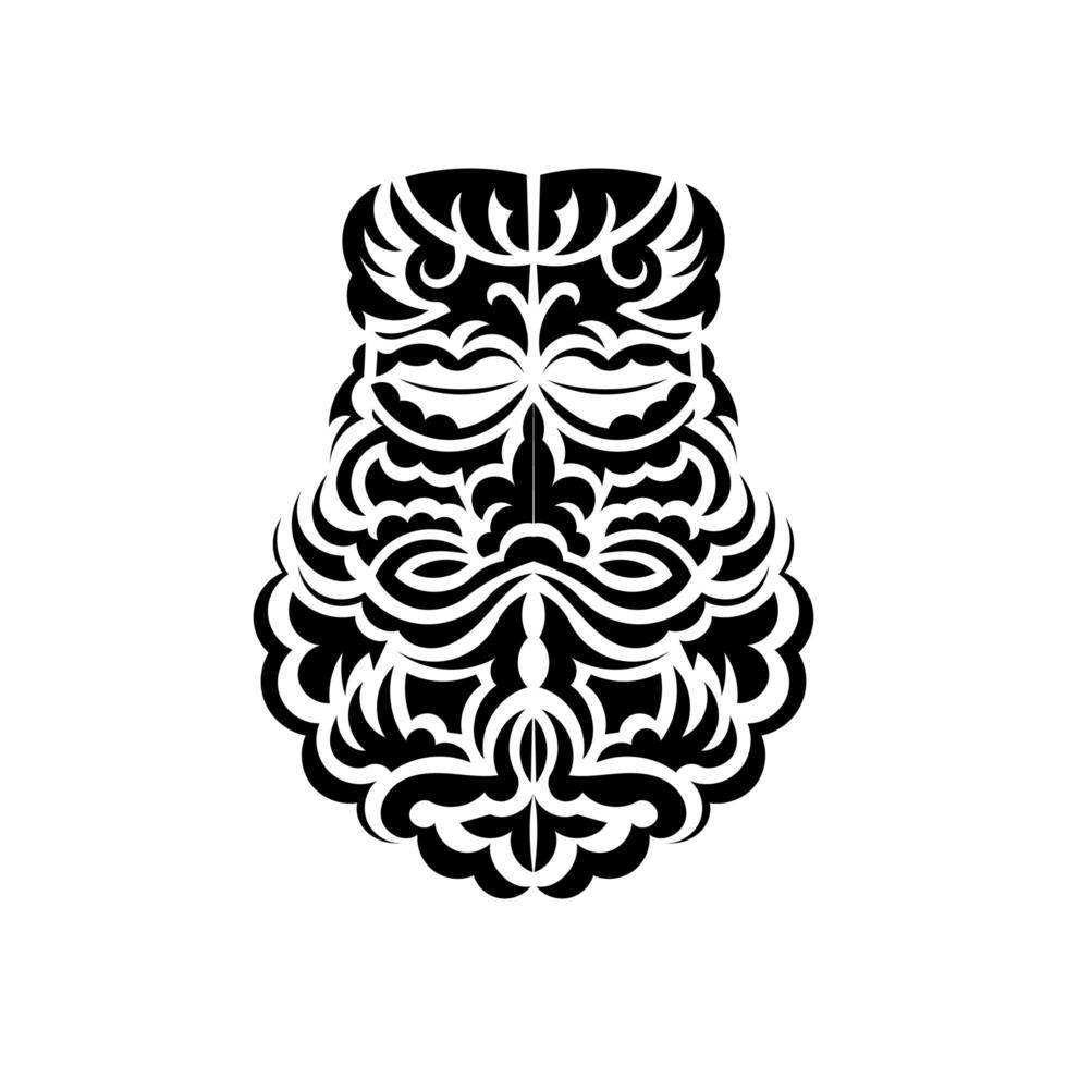 schwarz-weiße Tiki-Maske. einheimische polynesier und hawaiianer tiki illustration in schwarz und weiß. isoliert auf weißem Hintergrund. fertige Tattoo-Vorlage. Vektor. vektor