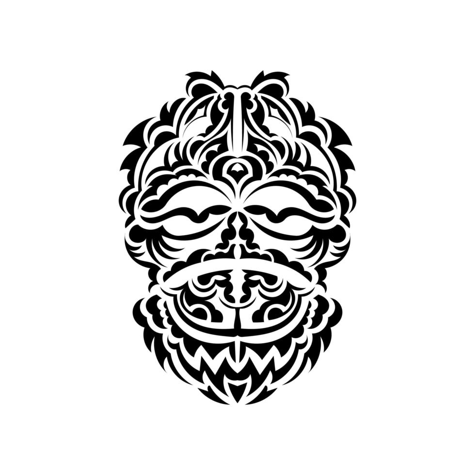 stammask. monokroma etniska mönster. svart tatuering i samoansk stil. isolerat. vektor illustration.