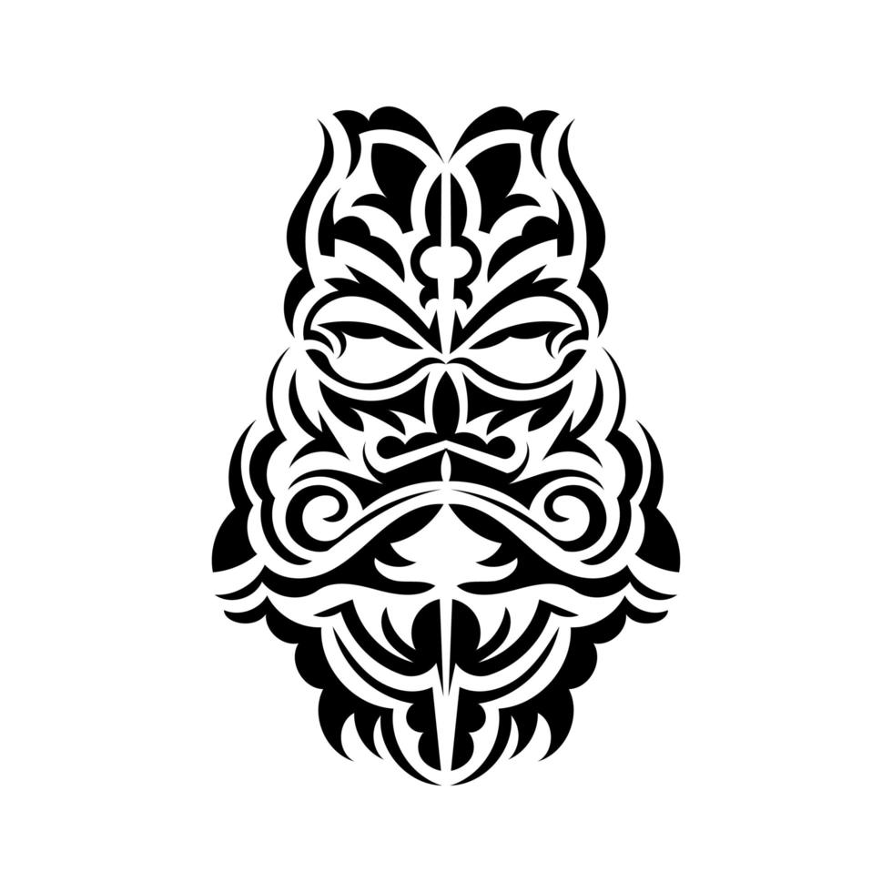 svart och vit tiki mask. skrämmande masker i den lokala prydnaden i polynesien. isolerat. platt stil. vektor illustration.