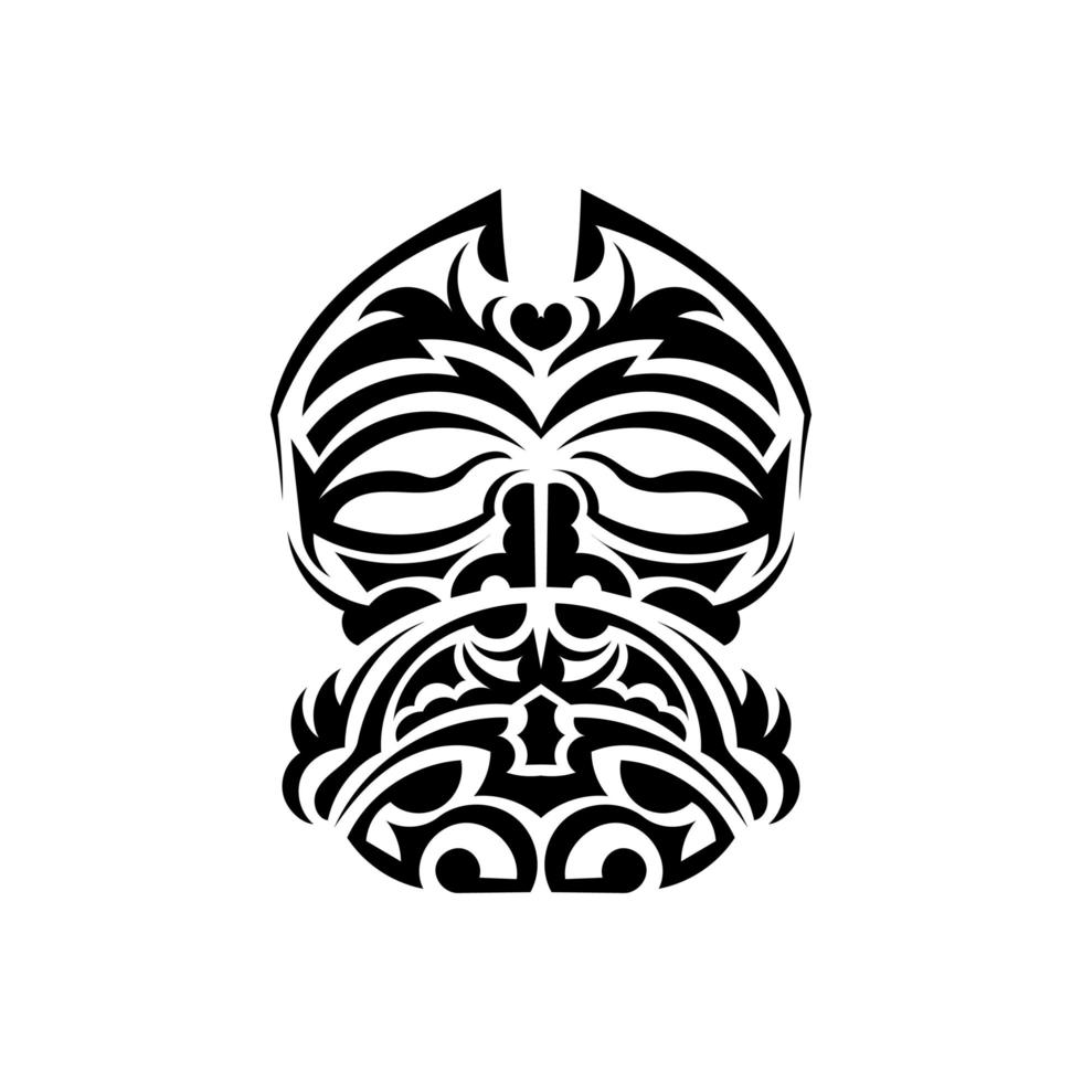 stammask. monokroma etniska mönster. svart tatuering i stil med de gamla stammarna. svart och vit färg, platt stil. vektor illustration.