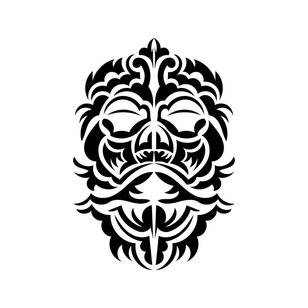 Tiki-Masken-Design. erschreckende masken im lokalen ornament polynesiens. isoliert auf weißem Hintergrund. flacher Stil. Vektor-Illustration. vektor