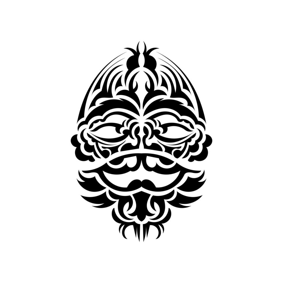 stammask. monokroma etniska mönster. svart tatuering i stil med de gamla stammarna. isolerat. vektor. vektor