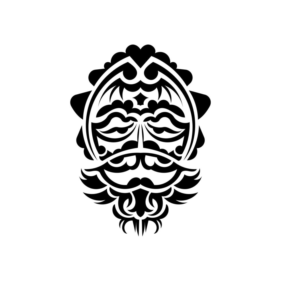 Samurai-Maske. traditionelles Totemsymbol. schwarze Stammes-Tätowierung. isoliert. hand gezeichnete vektorillustration. vektor