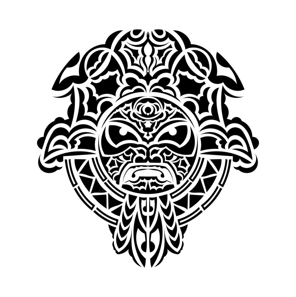 Stammesmaske. traditionelles Totemsymbol. schwarzes Tattoo im Stil der alten Stämme. vektor