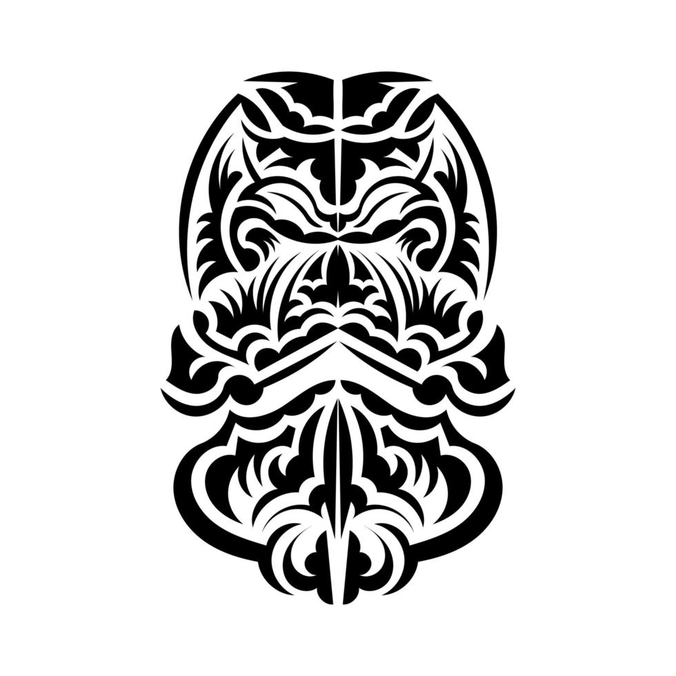Tiki-Masken-Design. erschreckende masken im lokalen ornament polynesiens. isoliert. fertige Tattoo-Vorlage. Vektor. vektor