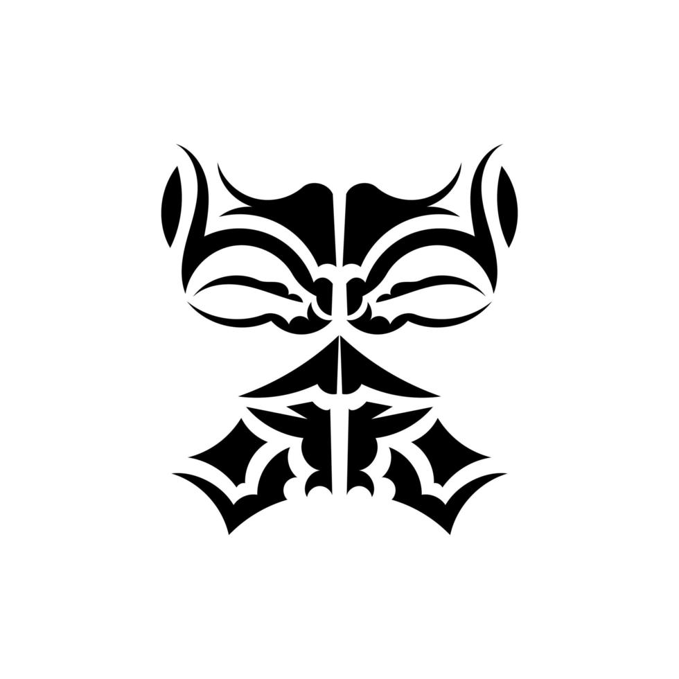 Maori-Maske. erschreckende masken im lokalen ornament polynesiens. isoliert. fertige Tattoo-Vorlage. Vektor-Illustration. vektor