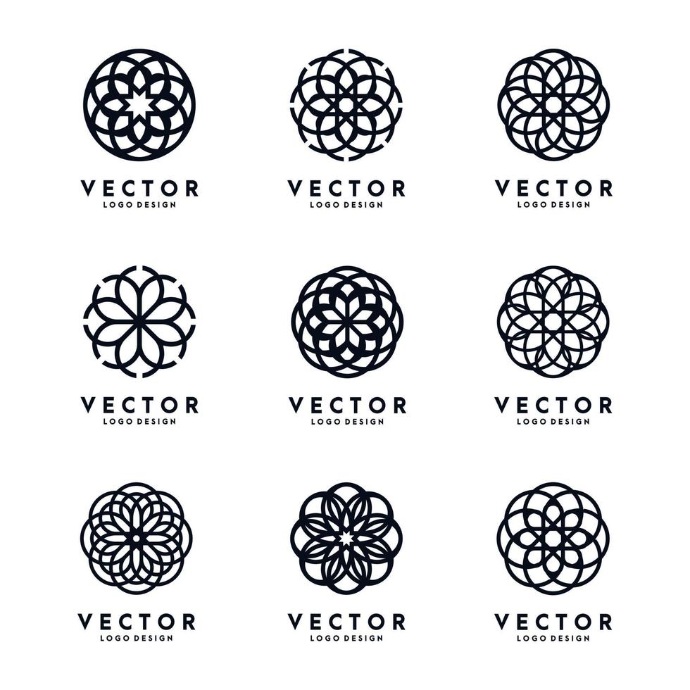 abstrakt rund logotyp design set vektor