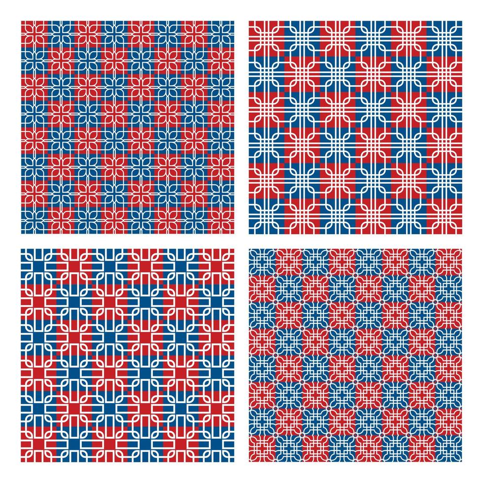 dekorativa sömlösa mönster i röd och blå färg vektor