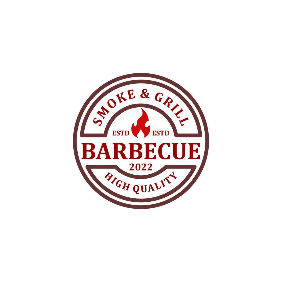 vintage retro bbq rauch und grill, grill, grilletikettenstempel logo vektordesign vektor