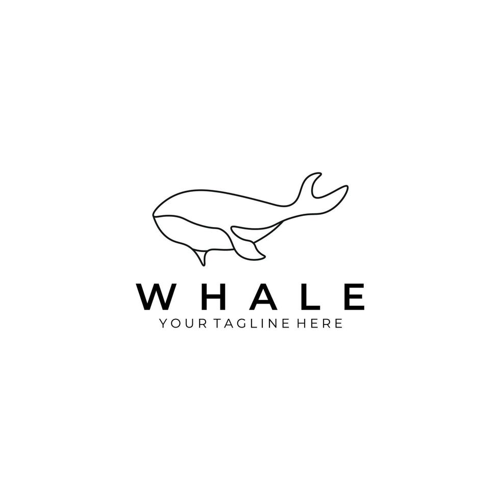 whale logo linje konst vektor illustration design kreativ natur minimalistisk monoline kontur linjär enkel modern