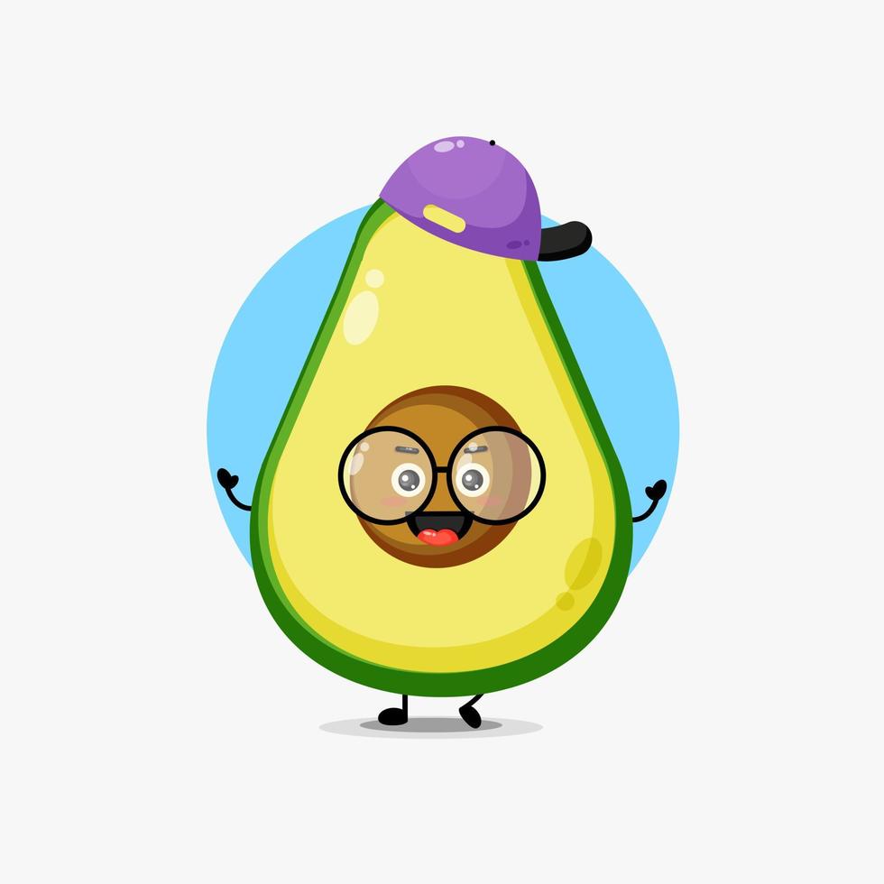 süßer avocado-charakter, der einen hut trägt vektor