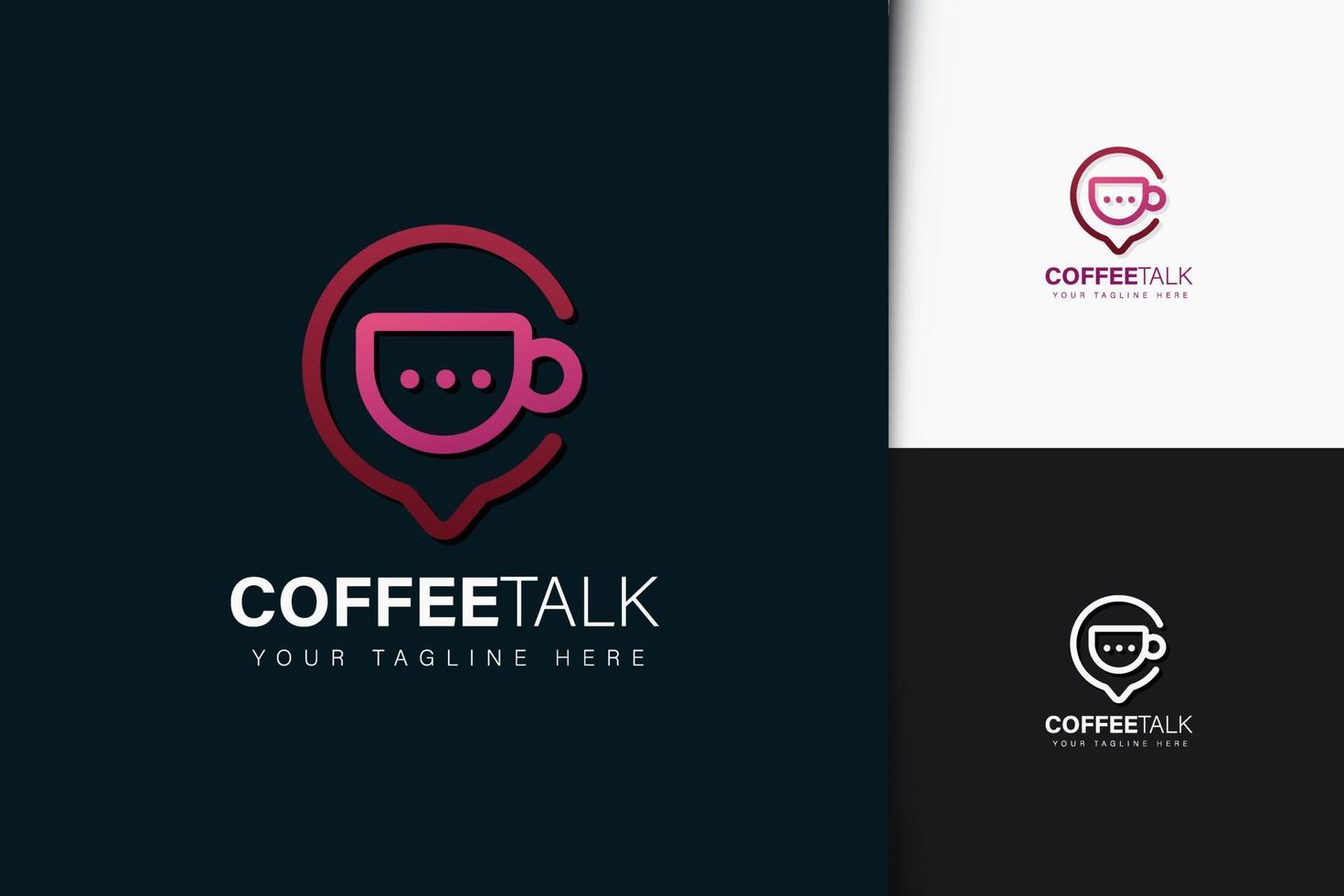 kaffe prata logotyp design med gradient vektor