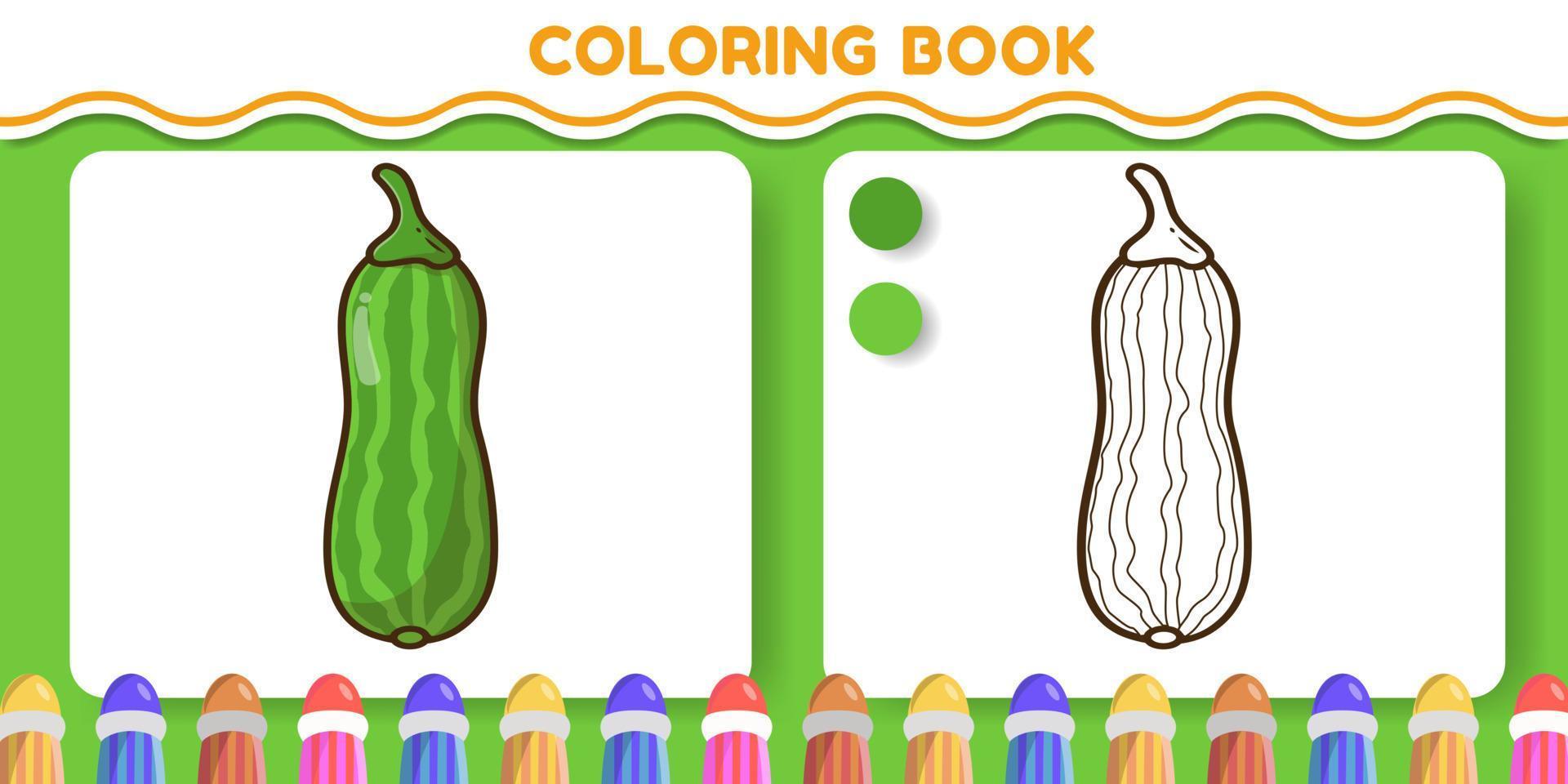 färgglada och svartvita gurka handritad tecknad doodle målarbok för barn vektor