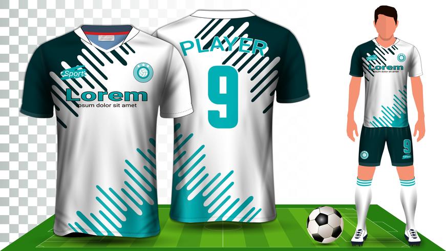 Fußballtrikot, Trikot oder Fußballtrikot Uniform Presentation Mockup Template. vektor