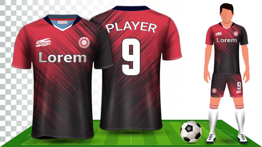 Fußballtrikot, Trikot oder Fußballtrikot Uniform Presentation Mockup Template. vektor