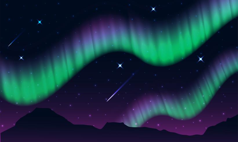 Aurora, Polarlicht, Nordlicht oder Südlicht ist ein natürliches Licht am Himmel der Erde. vektor