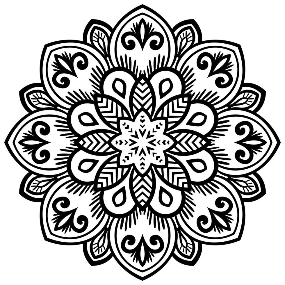 kontur mandala. dekorativa runda doodle blomma isolerad på vit bakgrund. geometrisk cirkel element. vektor