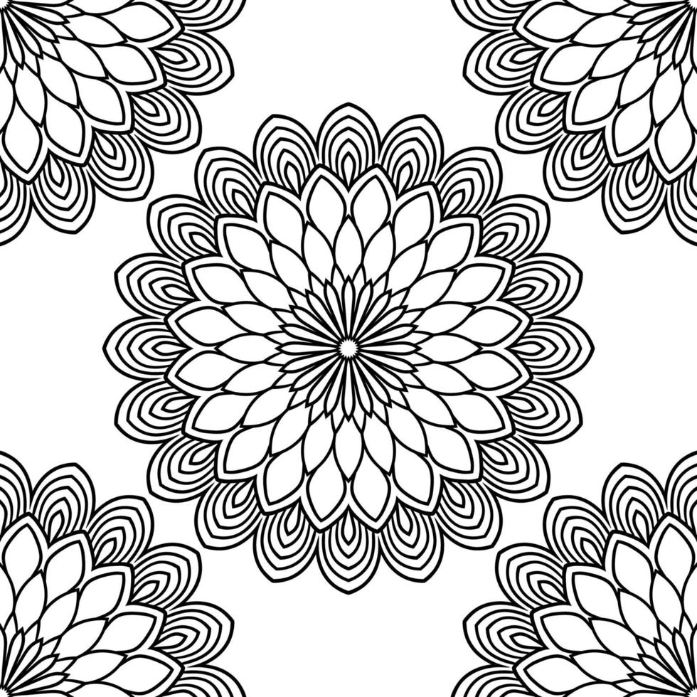 fantasi seamless mönster med dekorativa mandala. abstrakt rund doodle blomma bakgrund. blommig geometrisk cirkel. vektor