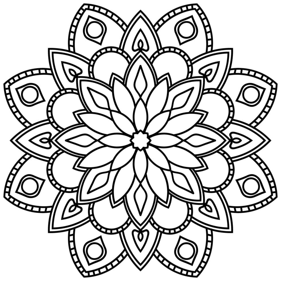 kontur mandala. dekorativa runda doodle blomma isolerad på vit bakgrund. geometrisk cirkel element. vektor