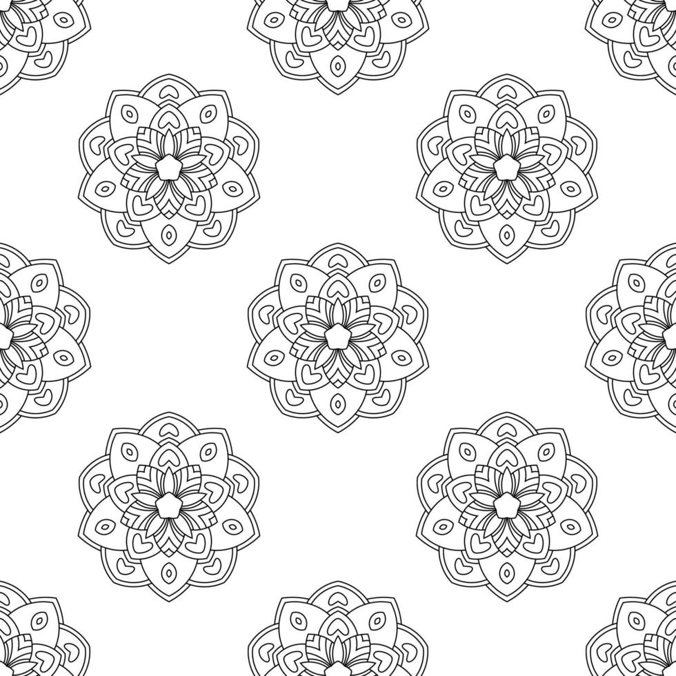 Fantasy Musterdesign mit Ziermandala. abstrakter runder gekritzelblumenhintergrund. floraler geometrischer Kreis. vektor