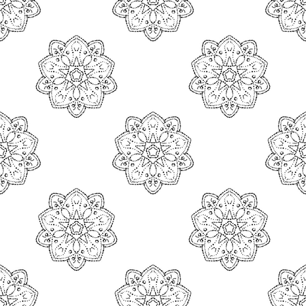 Fantasy Halbton Musterdesign mit Ziermandala. abstrakter runder gepunkteter gekritzelblumenhintergrund. floraler geometrischer Kreis. Vektor-Illustration. vektor