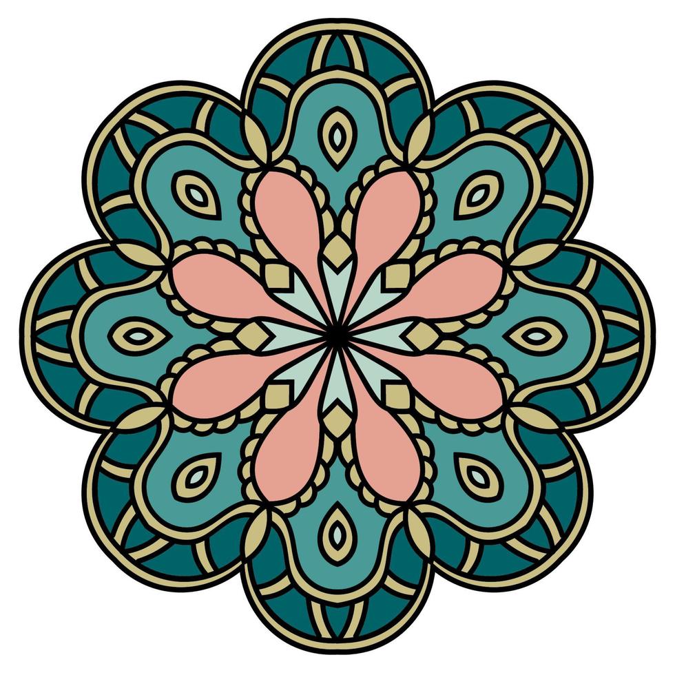 söt färgglad mandala. dekorativa runda doodle blomma isolerad på vit bakgrund. geometrisk dekorativ prydnad i etnisk orientalisk stil. vektor