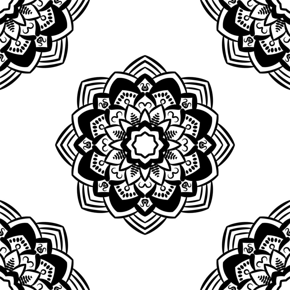 Fantasy Musterdesign mit Ziermandala. abstrakter runder gekritzelblumenhintergrund. floraler geometrischer Kreis. vektor