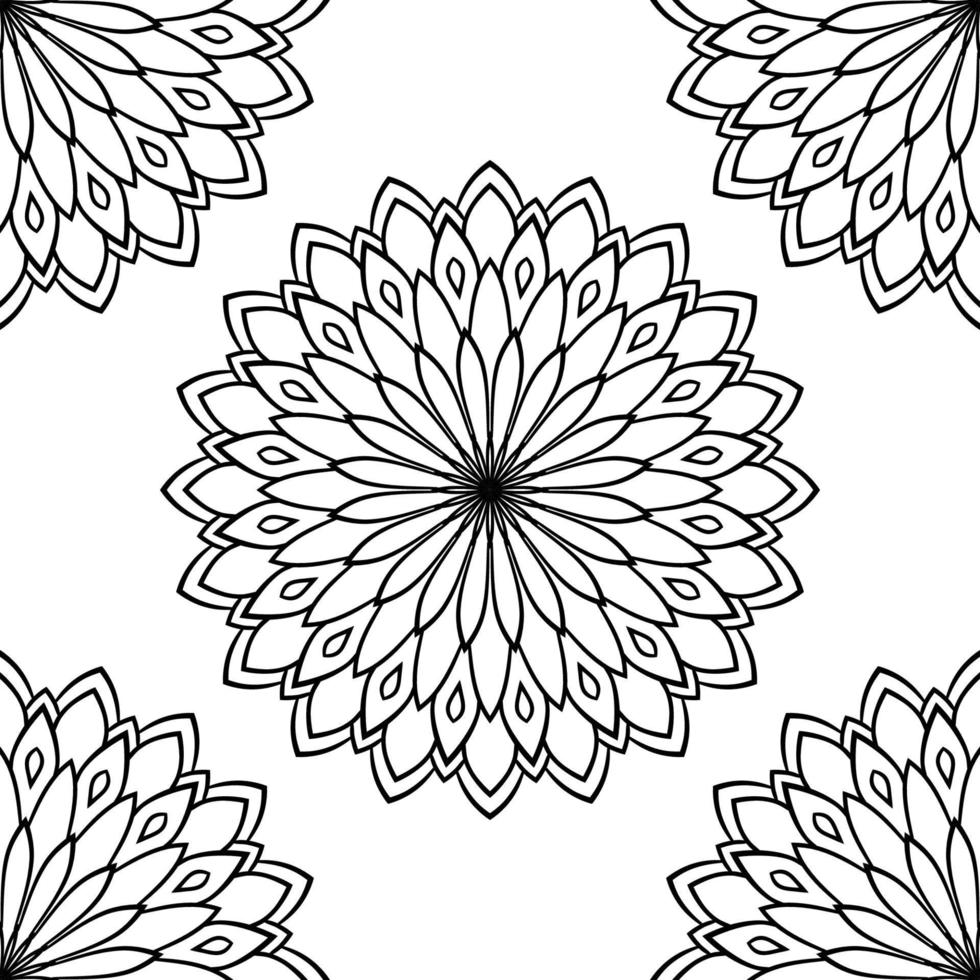 Fantasy Musterdesign mit Ziermandala. abstrakter runder gekritzelblumenhintergrund. floraler geometrischer Kreis. vektor