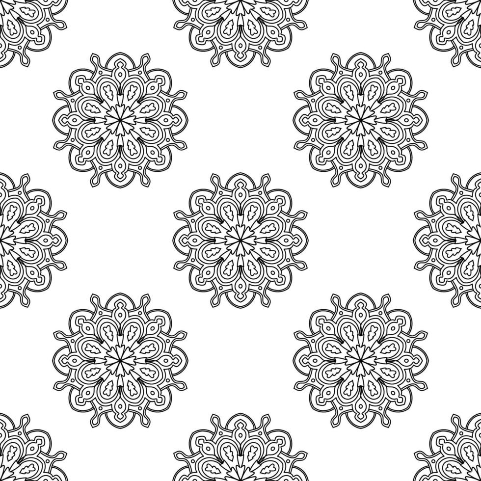 fantasi seamless mönster med dekorativa mandala. abstrakt rund doodle blomma bakgrund. blommig geometrisk cirkel. vektor