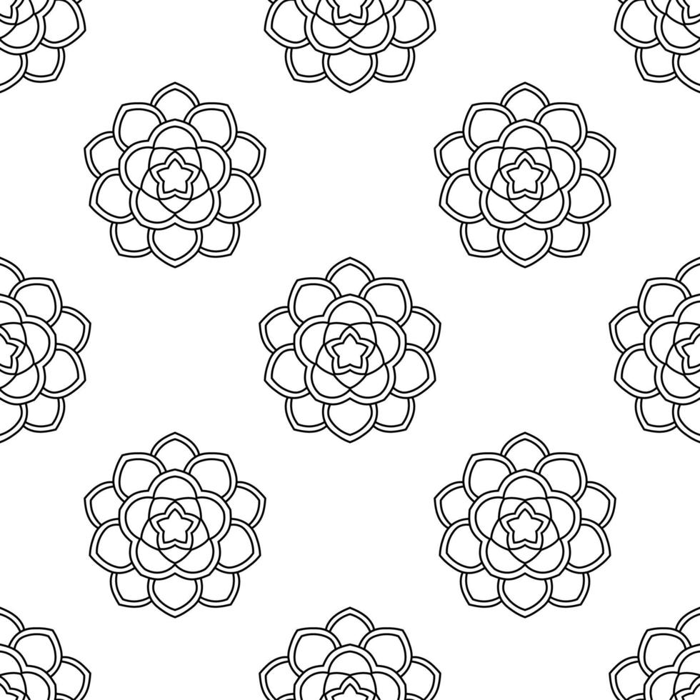 fantasi seamless mönster med dekorativa mandala. abstrakt rund doodle blomma bakgrund. blommig geometrisk cirkel. vektor illustration.