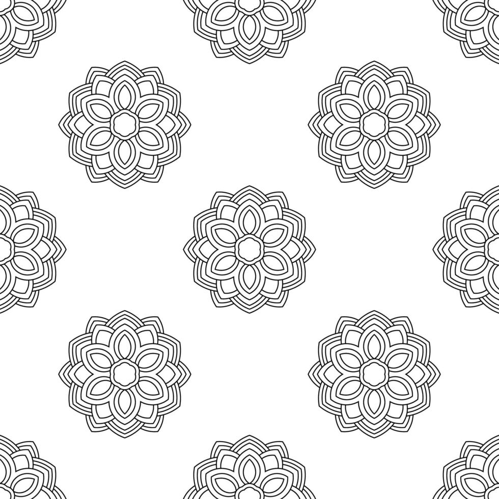 Fantasy Musterdesign mit Ziermandala. abstrakter runder gekritzelblumenhintergrund. floraler geometrischer Kreis. vektor