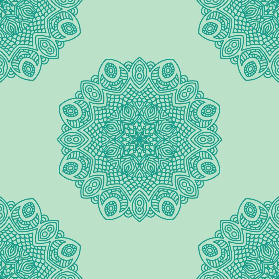 fantasy mint seamless mönster med dekorativa mandala. abstrakt rund doodle blomma bakgrund. blommig geometrisk cirkel. vektor
