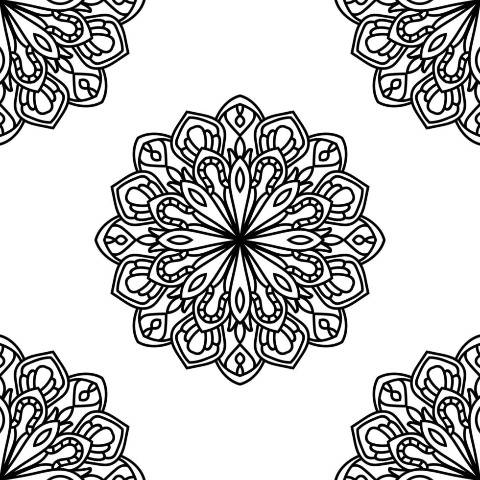 Fantasy Musterdesign mit Ziermandala. abstrakter runder gekritzelblumenhintergrund. floraler geometrischer Kreis. vektor