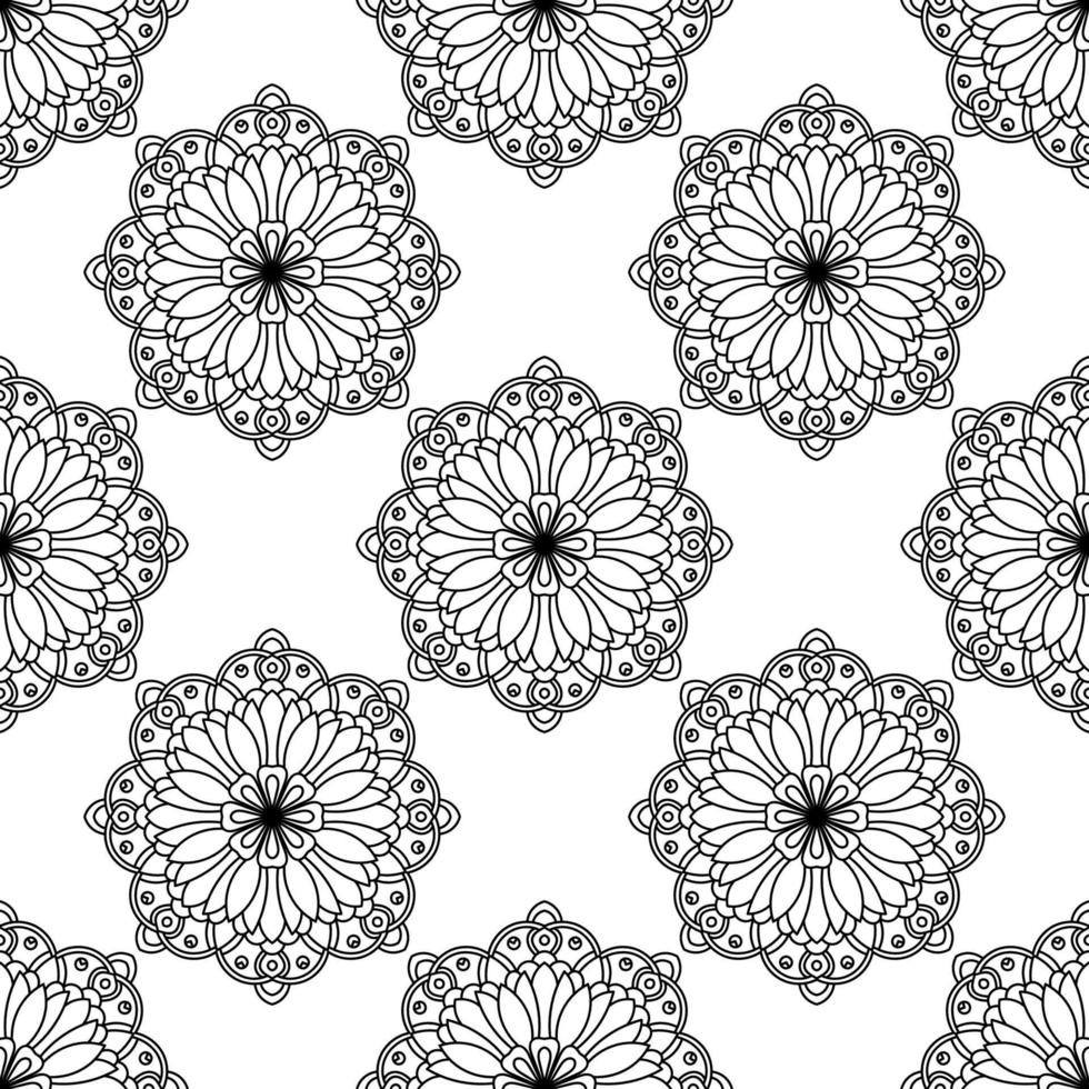 fantasi seamless mönster med dekorativa mandala. abstrakt rund doodle blomma bakgrund. blommig geometrisk cirkel. vektor