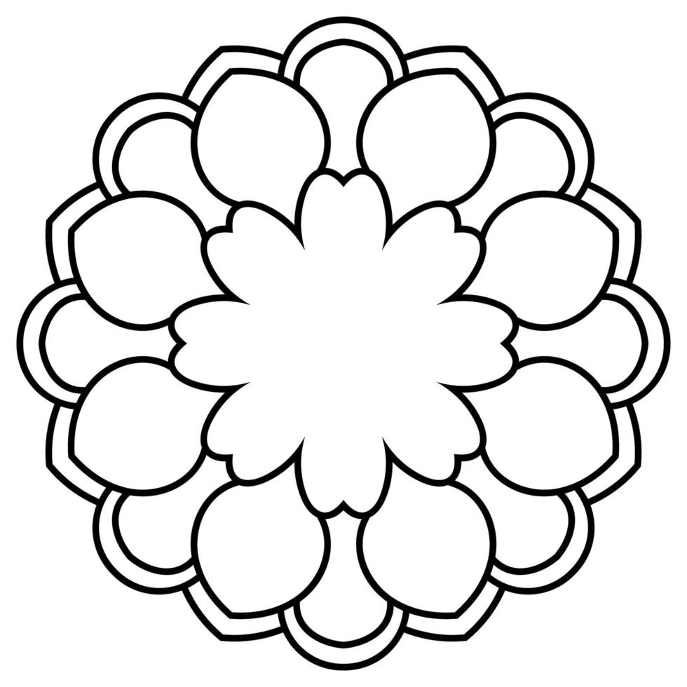 kontur mandala. dekorativa runda doodle blomma isolerad på vit bakgrund. geometrisk cirkel element. vektor