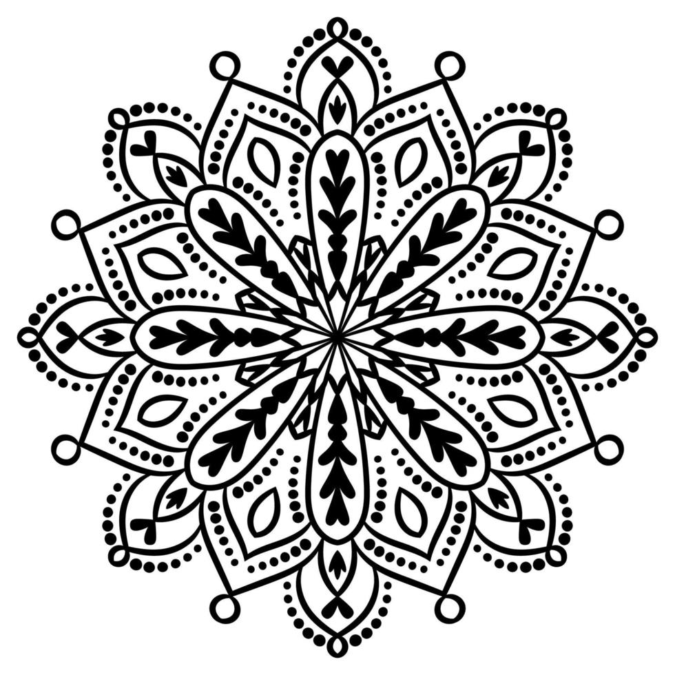 kontur mandala. dekorativa runda doodle blomma isolerad på vit bakgrund. geometrisk cirkel element. vektor