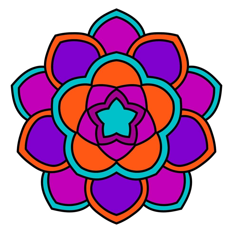 söt färgglad mandala. dekorativa runda doodle blomma isolerad på vit bakgrund. geometrisk dekorativ prydnad i etnisk orientalisk stil. vektor