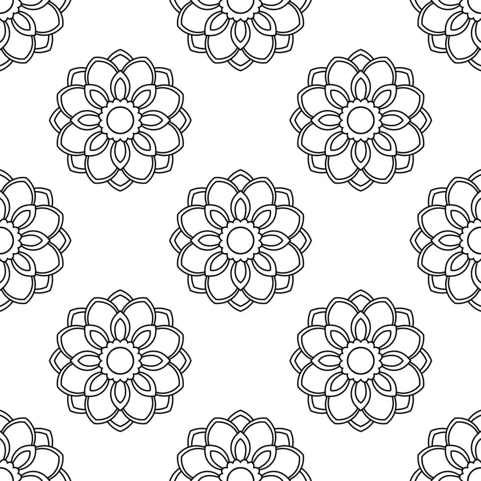 fantasi seamless mönster med dekorativa mandala. abstrakt rund doodle blomma bakgrund. blommig geometrisk cirkel. vektor illustration.