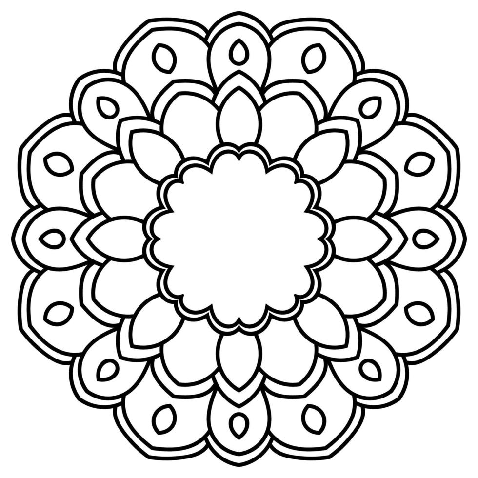 kontur mandala. dekorativa runda doodle blomma isolerad på vit bakgrund. geometrisk cirkel element. vektor