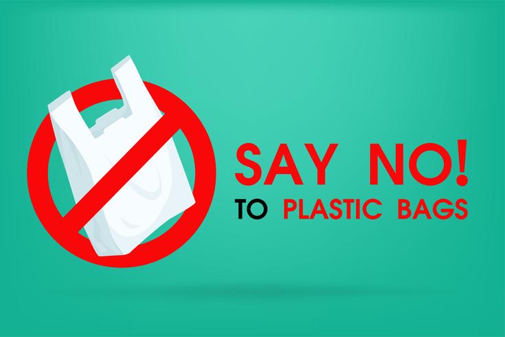 Idéer för att minska föroreningar Säg nej till plastpåse Det är därför växthuseffekten. Kampanjen för att minska användningen av plastpåsar att sätta. vektor