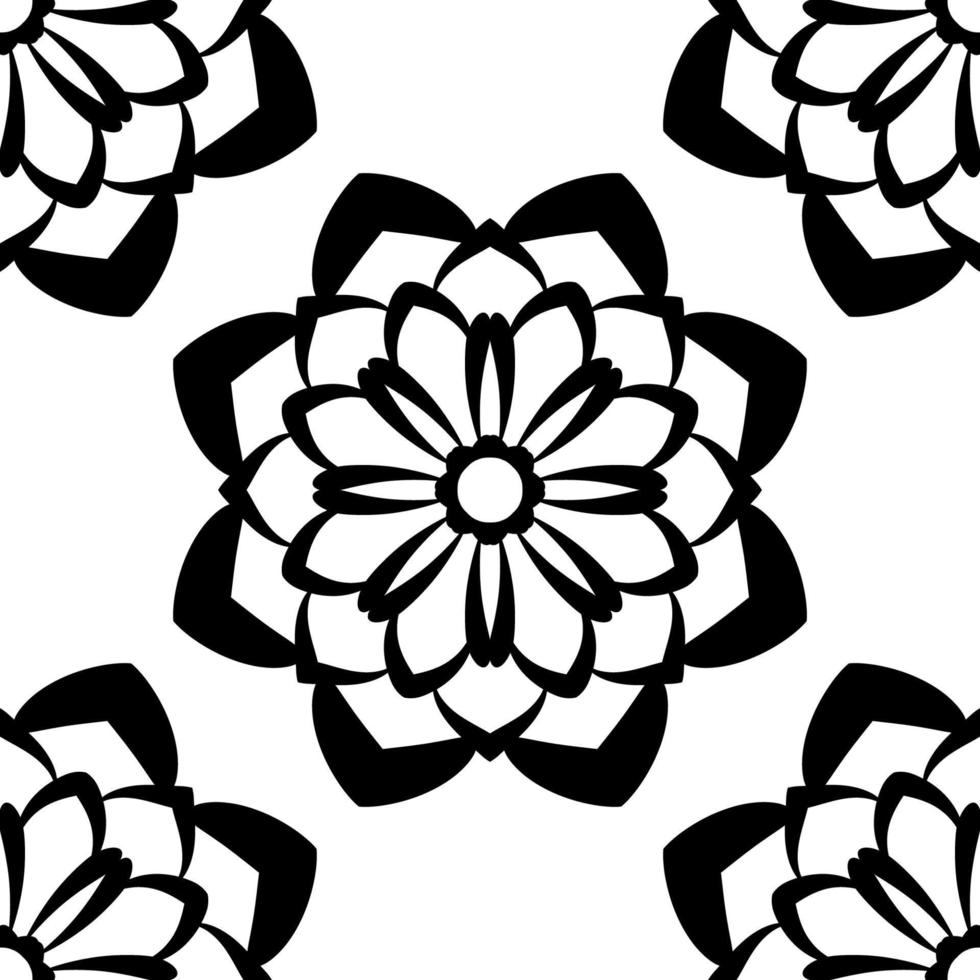 fantasi seamless mönster med dekorativa mandala. abstrakt rund doodle blomma bakgrund. blommig geometrisk cirkel. vektor